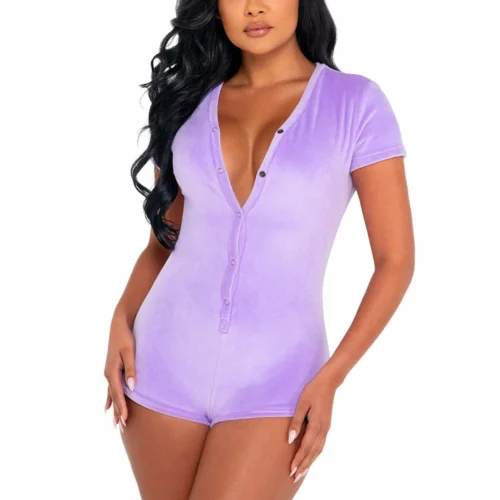 Roma Super Soft & Cozy Velour Romper Lingerie
