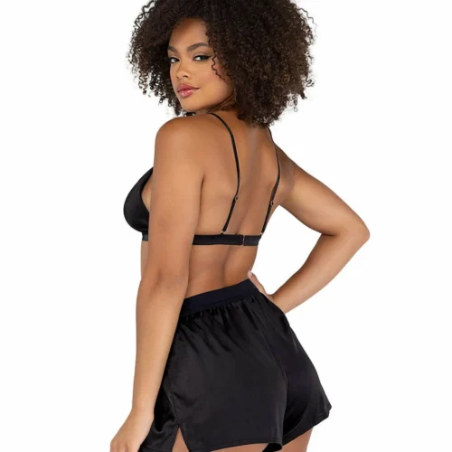 Roma 2pc Satin Lounge Set With Triangle Top & Boxer Shorts Lingerie 9 Roma 2pc Satin Lounge Set With Triangle Top & Boxer Shorts Lingerie