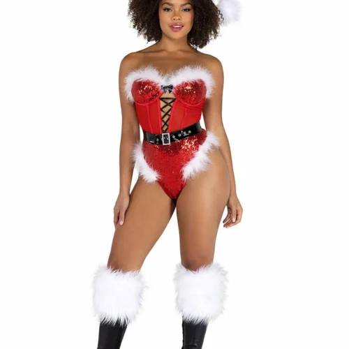 Roma Sequin & Mesh Lace-Up Romper Lingerie