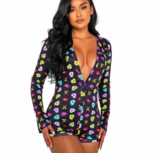 Roma Sweetheart Printed Long Sleeved Romper