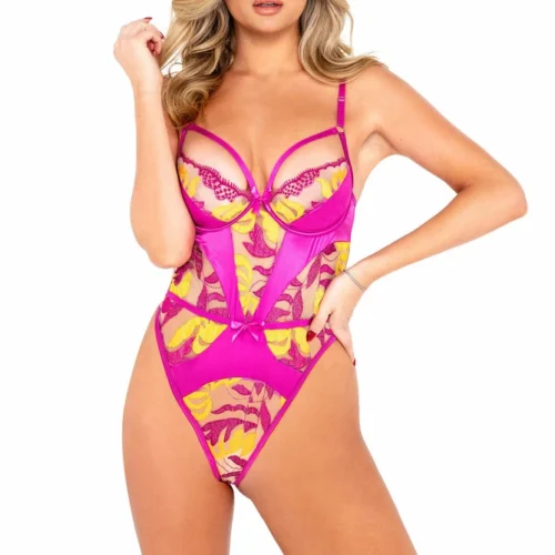 Roma Lingerie Orchid & Mango Embroidered Teddy