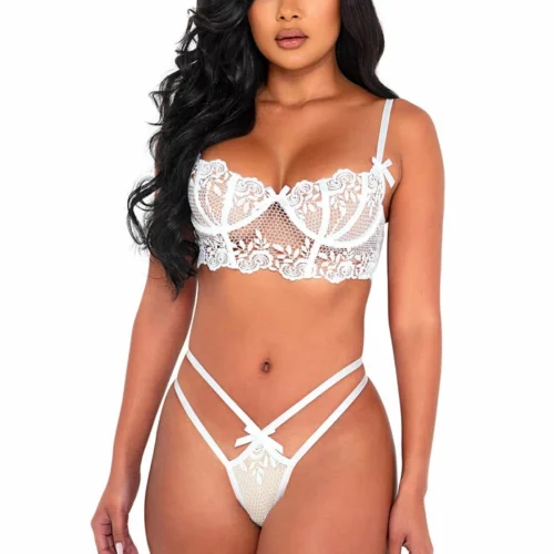 Roma 2pc Wedding Rosette Lace Set Lingerie
