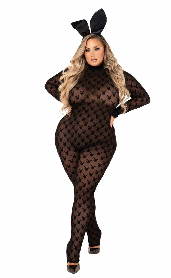 Roma Costumes 2pc Sheer Playboy Bunny Bodysuit 5 Roma Costumes 2pc Sheer Playboy Bunny Bodysuit