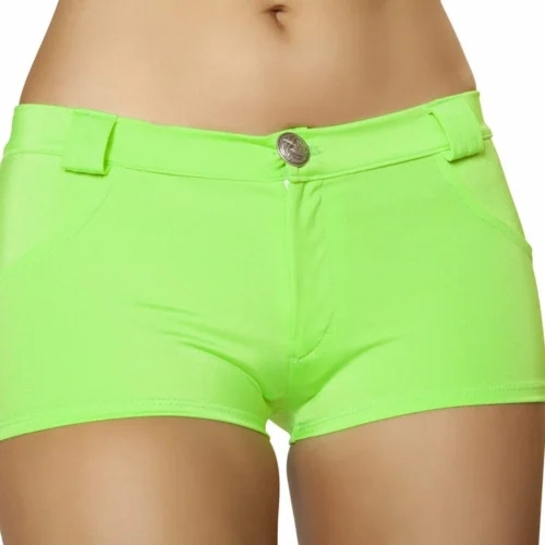 Roma Button Front Shorts With Pockets - Lime