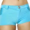 Roma Button Front Shorts With Pockets - Turquoise Rave/Festival Wear