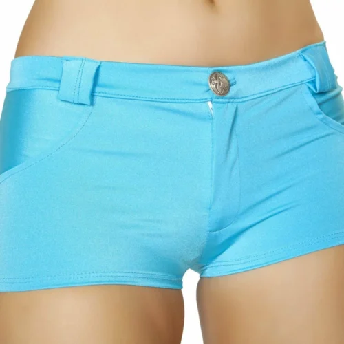 Roma Button Front Shorts With Pockets - Turquoise Rave/Festival Wear