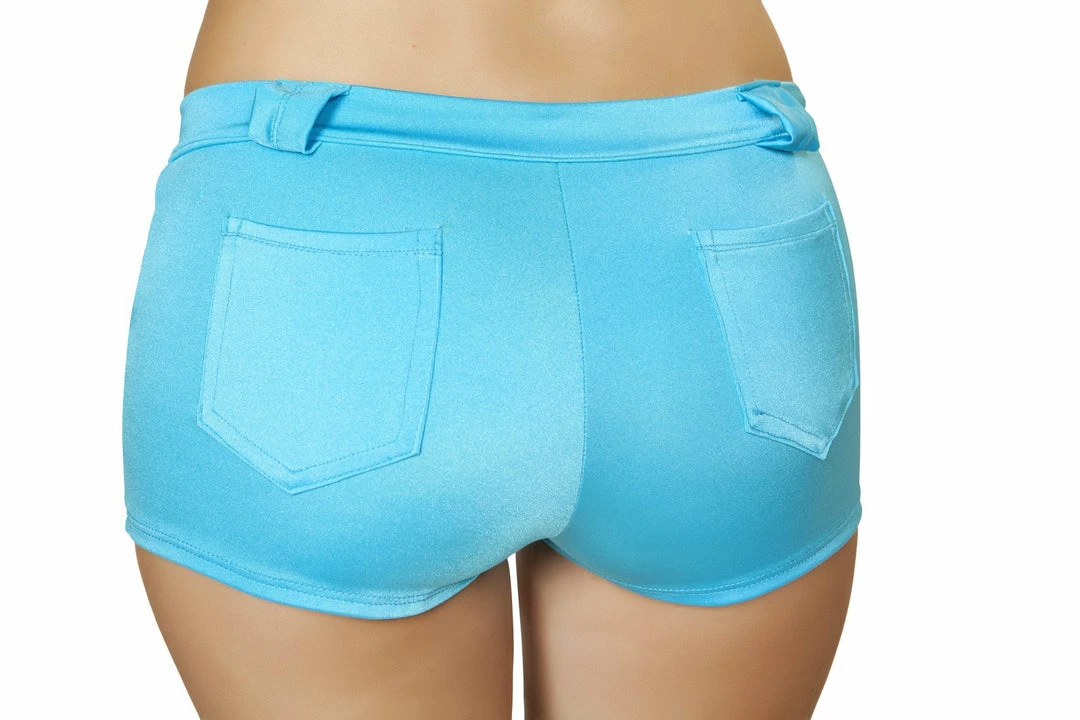Roma Button Front Shorts With Pockets - Turquoise Rave/Festival Wear 4 Roma Button Front Shorts With Pockets - Turquoise Rave/Festival Wear