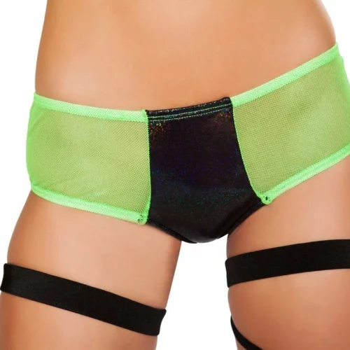 Roma Rave/Festival Wear Two Tone Shorts With Sheer Detail