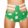 Roma Rave/Festival Wear High Waisted Strapped Printed Shorts - Grass