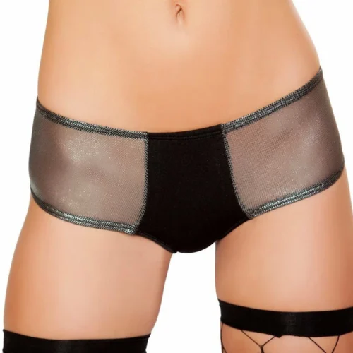 Roma Two Tone Shorts With Sheer Sides - Black/Gunmetal Rave/Festival Wear