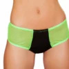 Roma Two Tone Shorts With Sheer Sides - Black/Lime Rave/Festival Wear