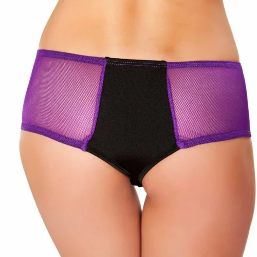 Roma Rave/Festival Wear Two Tone Shorts With Sheer Sides - Black/Purple