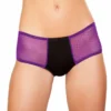 Roma Rave/Festival Wear Two Tone Shorts With Sheer Sides - Black/Purple 2 Roma Rave/Festival Wear Two Tone Shorts With Sheer Sides - Black/Purple