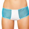 Roma Two Tone Shorts With Sheer Sides - White/Turquoise