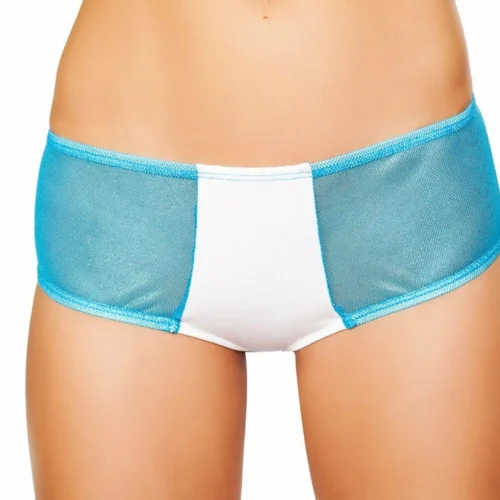 Roma Two Tone Shorts With Sheer Sides - White/Turquoise