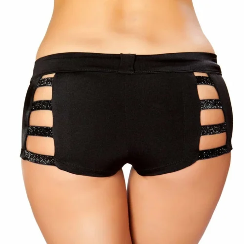 Roma Rave/Festival Wear Shorts With Shiny Straps And Button Front Detail