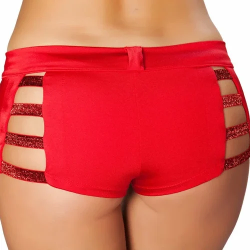 Roma Rave/Festival Wear Shorts With Shiny Straps And Button Front Detail