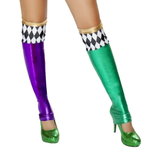 Roma Pair Of Purple And Green Metallic Leggings Hosiery