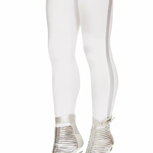 Roma Pair Of White Leggings With Silver Metallic Top