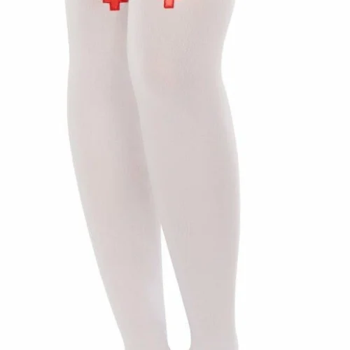 Roma Pair Of White Nurse Stockings With Red Cross Costumes