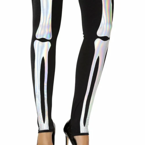Roma Black Silver Skeleton Leggings