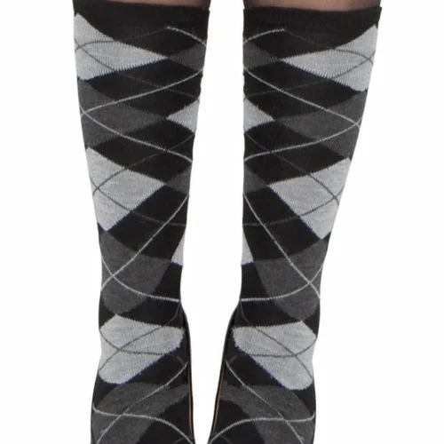 Roma Pair Of Gray Argyle Leg Warmers Accessories