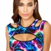 Roma Printed Cut Out Top Rave/Festival Wear