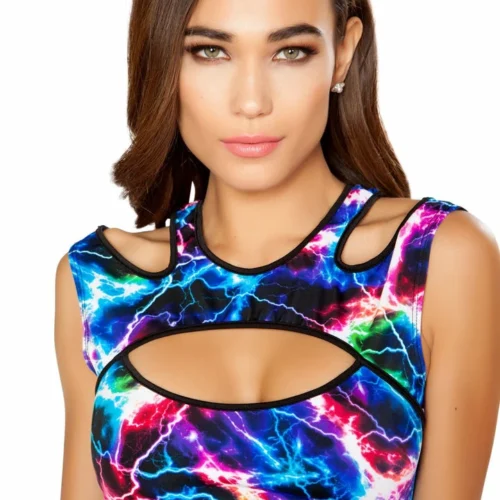 Roma Printed Cut Out Top Rave/Festival Wear